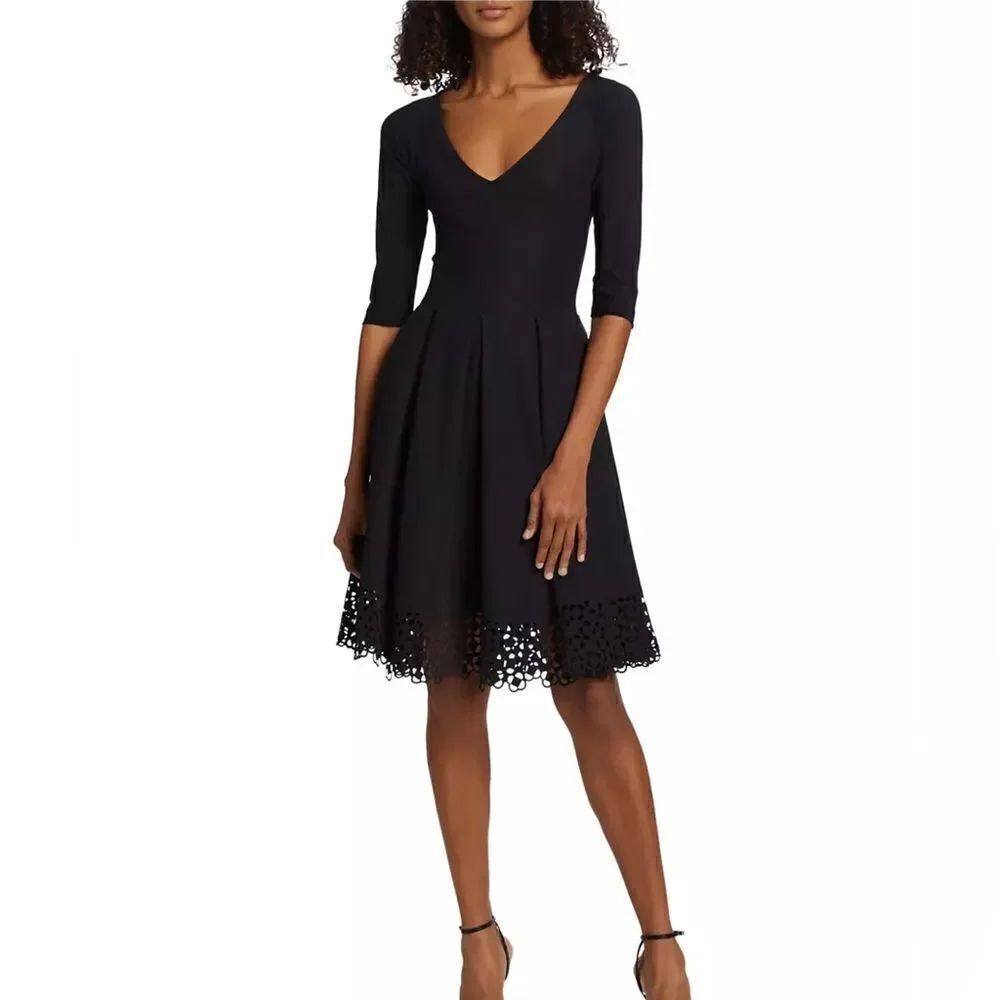 Chiara Boni La Petite Robe Naffy V-Neck Fit-&-Flare Dress size 8